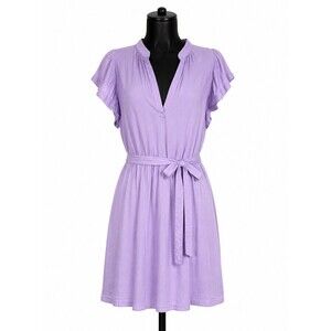 Banana Republic Tall M Lavender Flutter Sleeve Tie Waist Dress Boho Midi